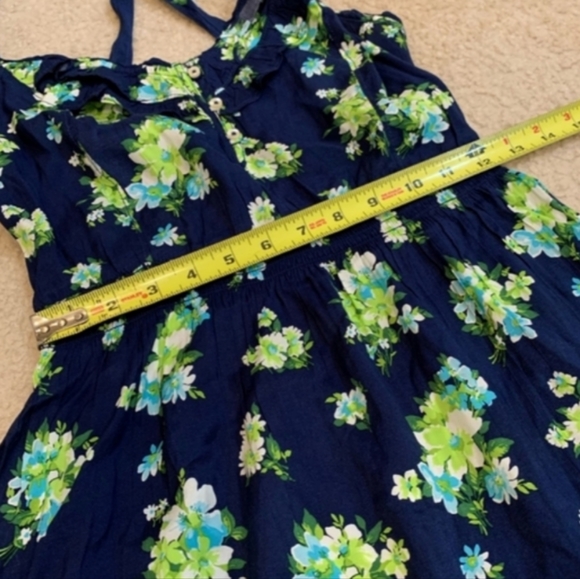 Vintage Hollister Floral Watercolor Navy Mini Dress size M - Picture 10 of 12